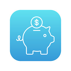 Image showing Piggy bank with dollar coin line icon.