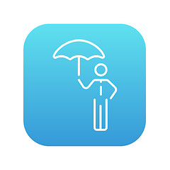Image showing Businessman with umbrella line icon.