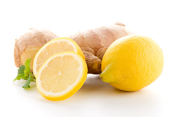 Image showing Ginger root and lemon slice