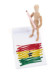 Image showing Wooden mannequin made a drawing - Ghana