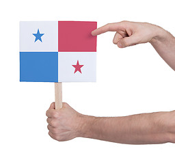 Image showing Hand holding small card - Flag of Panama