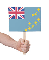 Image showing Hand holding small card - Flag of Tuvalu