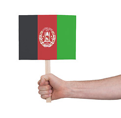 Image showing Hand holding small card - Flag of Afghanistan