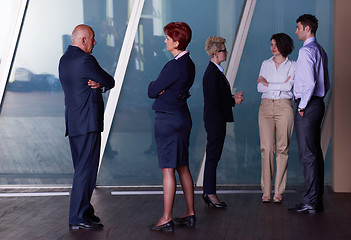 Image showing business people group on meeting at modern bright office