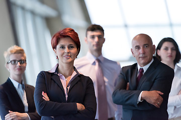 Image showing business people group, woman in front  as team leader