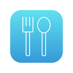 Image showing Spoon and fork line icon.