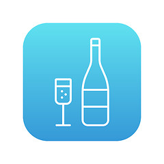 Image showing Bottle of champaign and glass line icon.