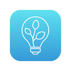 Image showing Lightbulb and plant inside line icon.