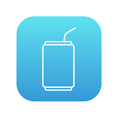 Image showing Soda can with drinking straw line icon.