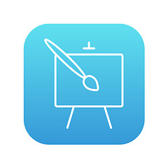 Image showing Easel and paint brush line icon.