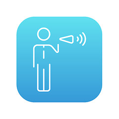 Image showing Businessman with megaphone line icon.