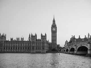 Image showing Black and white Houses of Parliament in London