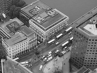 Image showing Black and white Aerial view of London