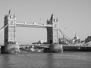 Image showing Black and white Tower Bridge in London