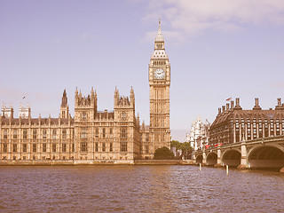 Image showing Retro looking Houses of Parliament in London