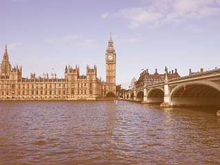 Image showing Retro looking Houses of Parliament in London