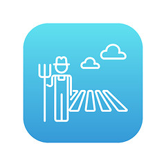 Image showing Farmer with pitchfork line icon.