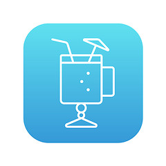 Image showing Glass with drinking straw and umbrella line icon.