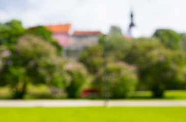 Image showing blurred summer old city and park background