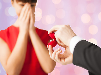 Image showing close up of couple with diamond engagement ring