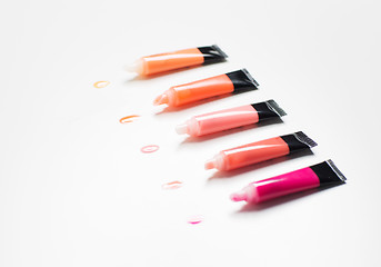 Image showing close up of lip gloss tubes