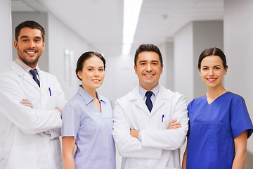 Image showing happy group of medics or doctors at hospital