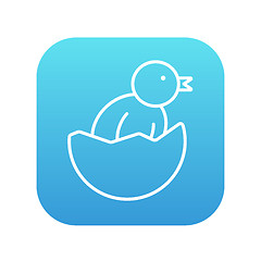 Image showing Chick peeking out of egg shell line icon.