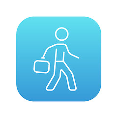 Image showing Businessman walking with briefcase line icon.