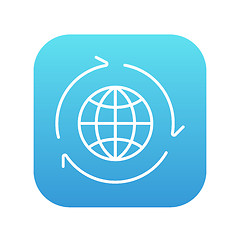 Image showing Globe with arrows line icon.