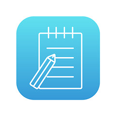 Image showing Writing pad and pen line icon.