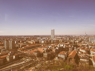 Image showing Retro looking Milan aerial view