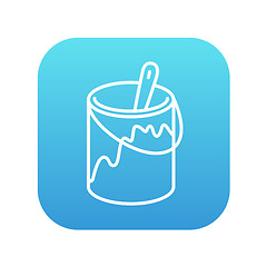 Image showing Paint brush in the paint tin line icon.