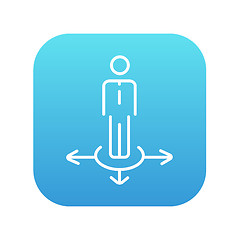 Image showing Businessman in three ways line icon.