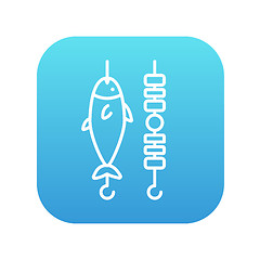 Image showing Shish kebab and grilled fish line icon.