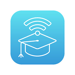 Image showing Graduation cap with wi-fi sign line icon.