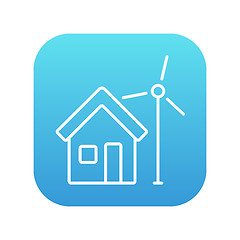 Image showing House with windmill line icon.