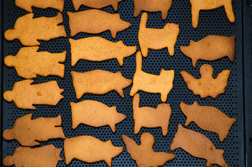 Image showing Gingerbread figures on a baking sheet