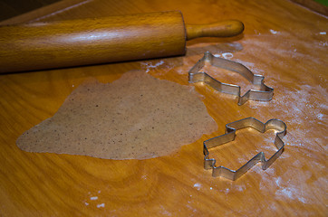 Image showing Baking gingerbread on a baking board
