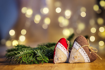 Image showing decoration hearts with blur lights