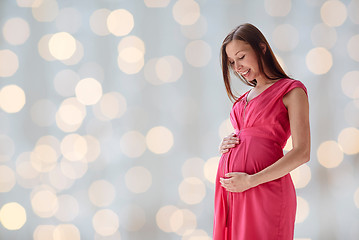 Image showing happy pregnant woman with big tummy