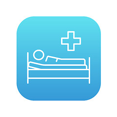 Image showing Patient lying on bed line icon.