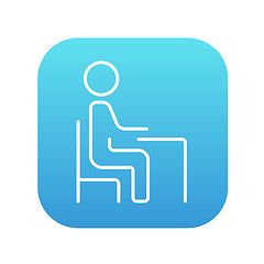 Image showing Student sitting on chair at the desk line icon.