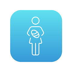 Image showing Woman holding baby line icon.