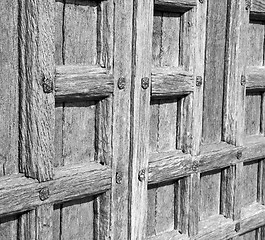 Image showing door    in italy old ancian wood and traditional  texture nail