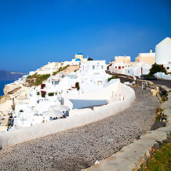 Image showing greece in santorini the old town near   mediterranean sea and ch