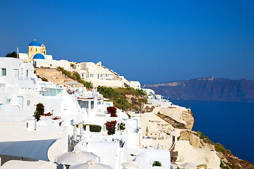 Image showing greece in santorini the old town near   mediterranean sea and ch