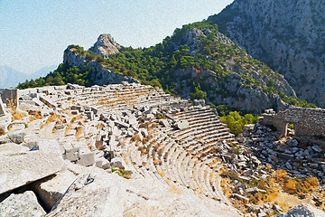 Image showing the old  temple and theatre in termessos antalya turkey asia sky