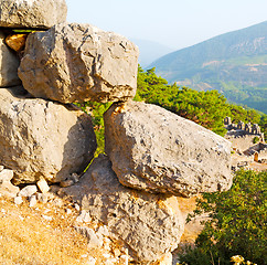 Image showing olympos  mountain bush  anatolia heritage ruins   from the hill 