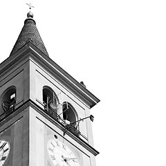 Image showing ancien clock tower in italy europe old  stone and bell