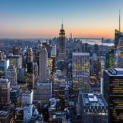 Image showing New York City Manhattan downtown skyline.